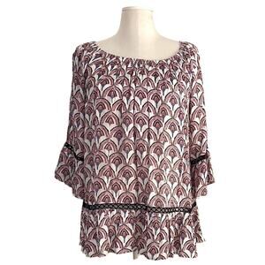 “Fever” Women's Ruffle Sleeve Boho Peasant Top Poet Blouse | Size M